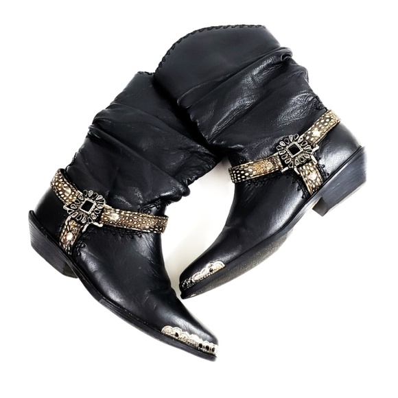 Zodiac Shoes - Vintage Zodiac Leather Boots Calf High Size 8